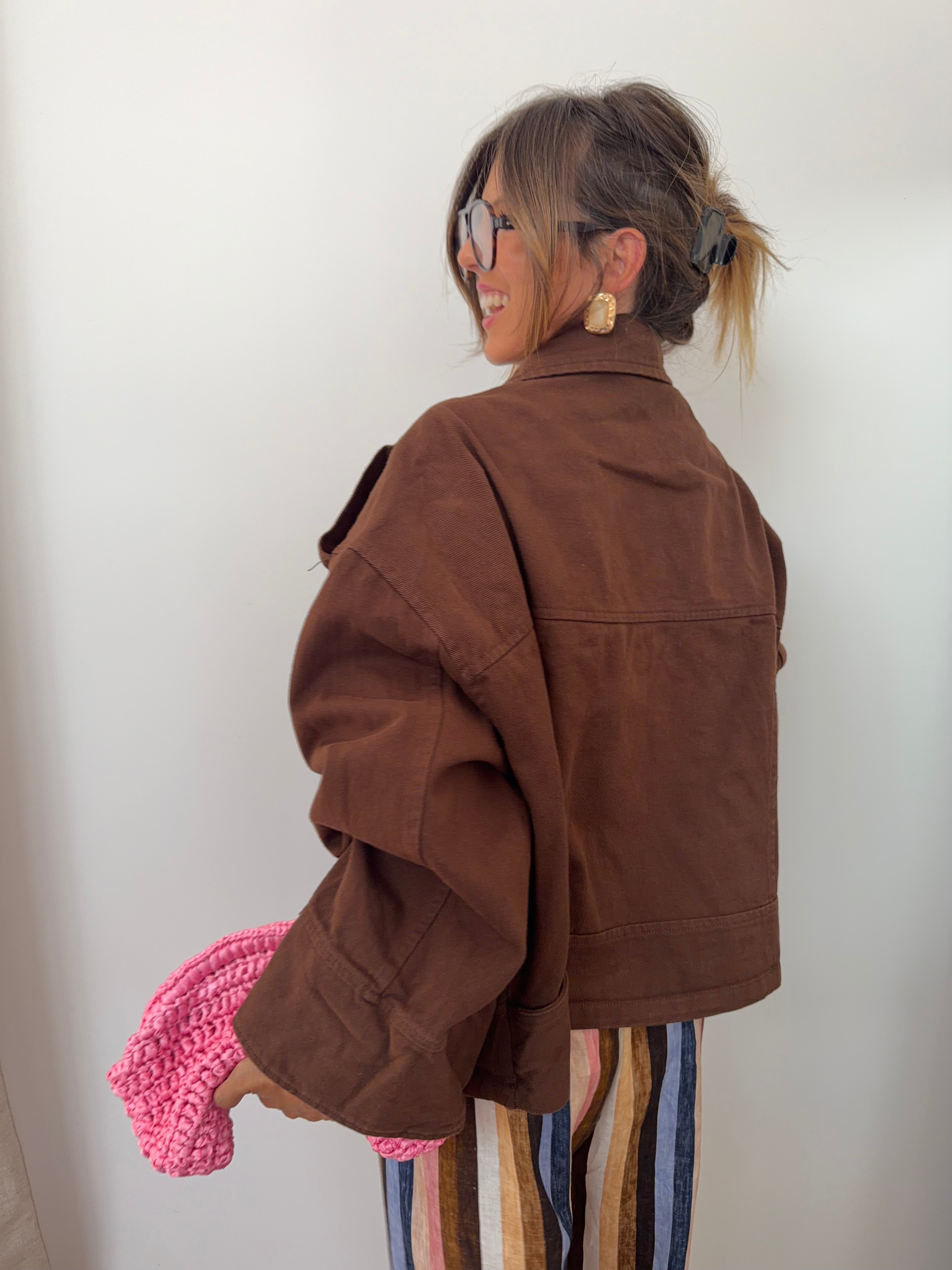 Veste en jean oversize - marron