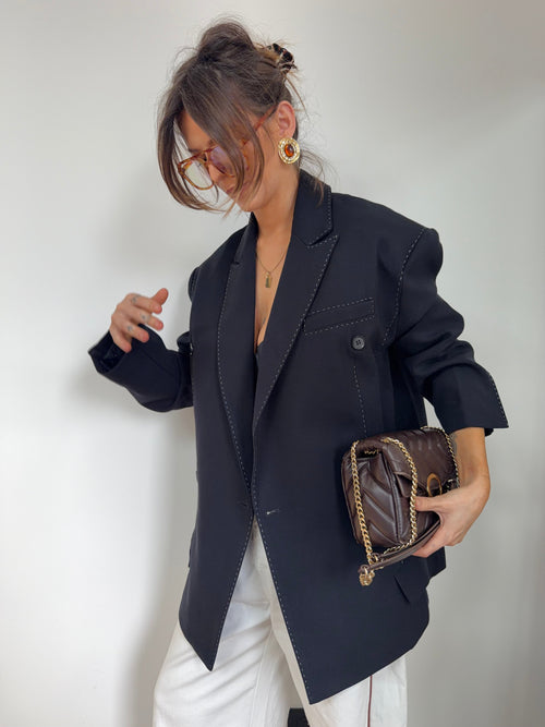 Blazer à surpiqures - noir