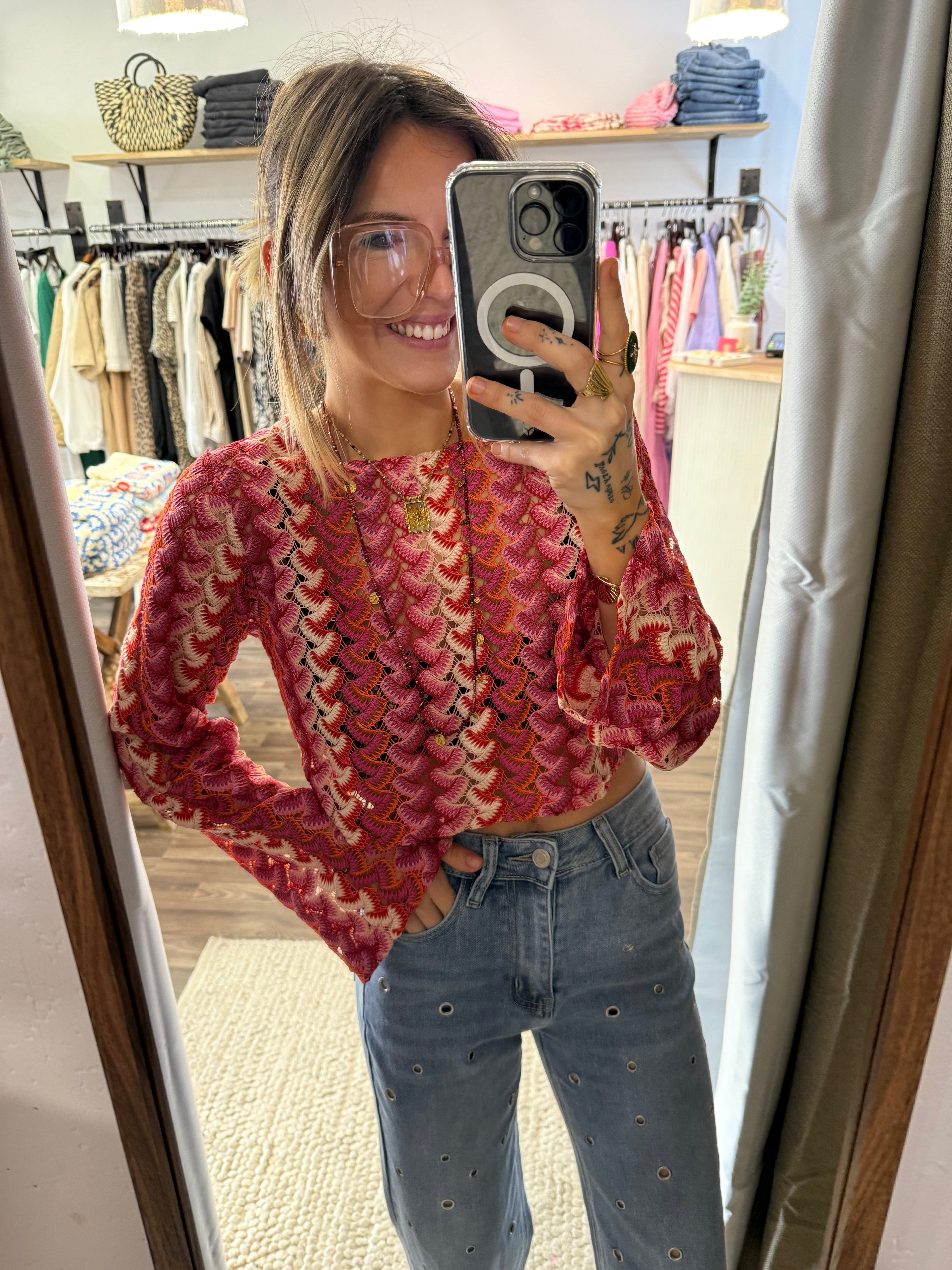 Haut en crochet - summer rosy