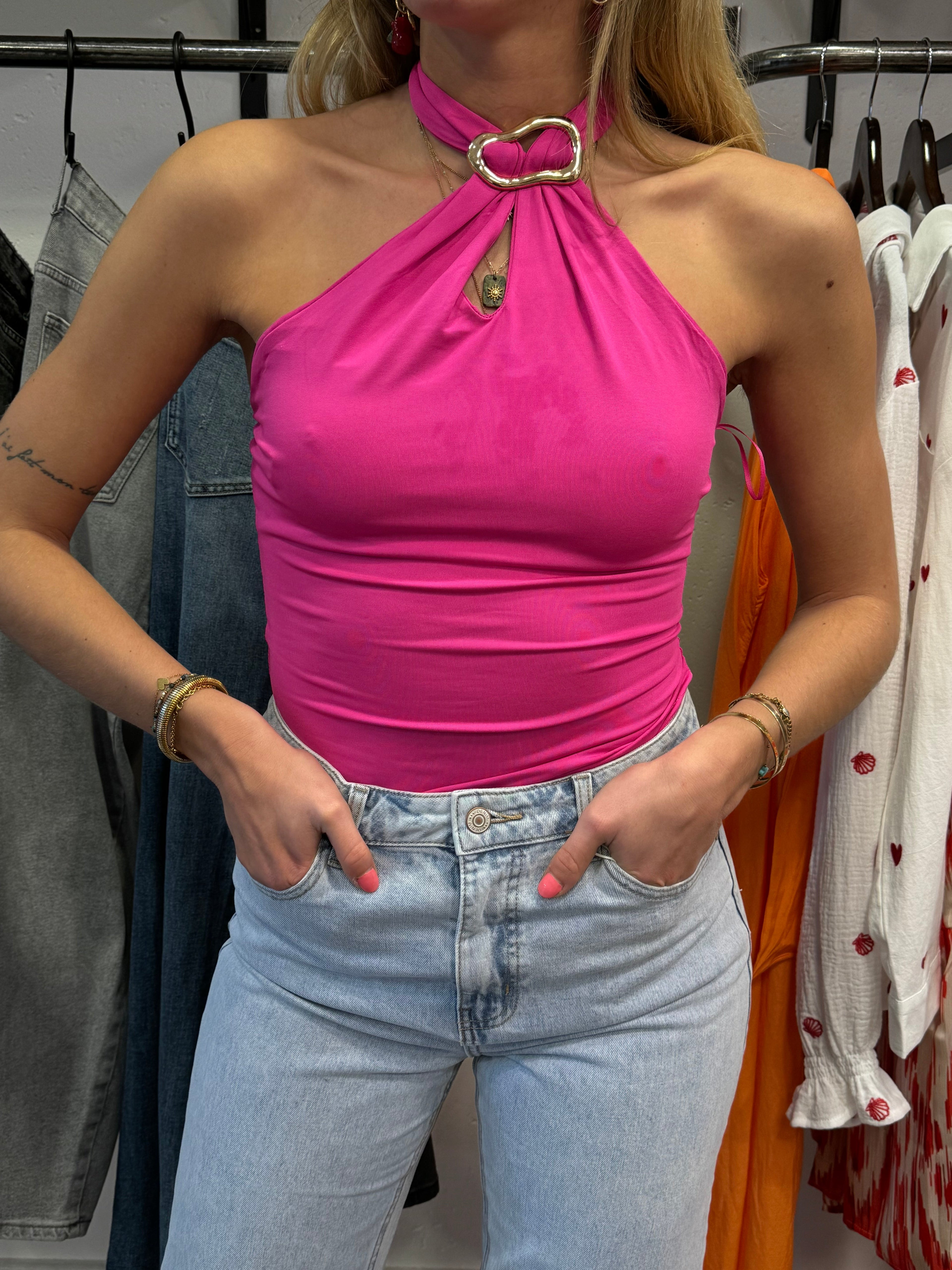 Body à détails - fuchsia