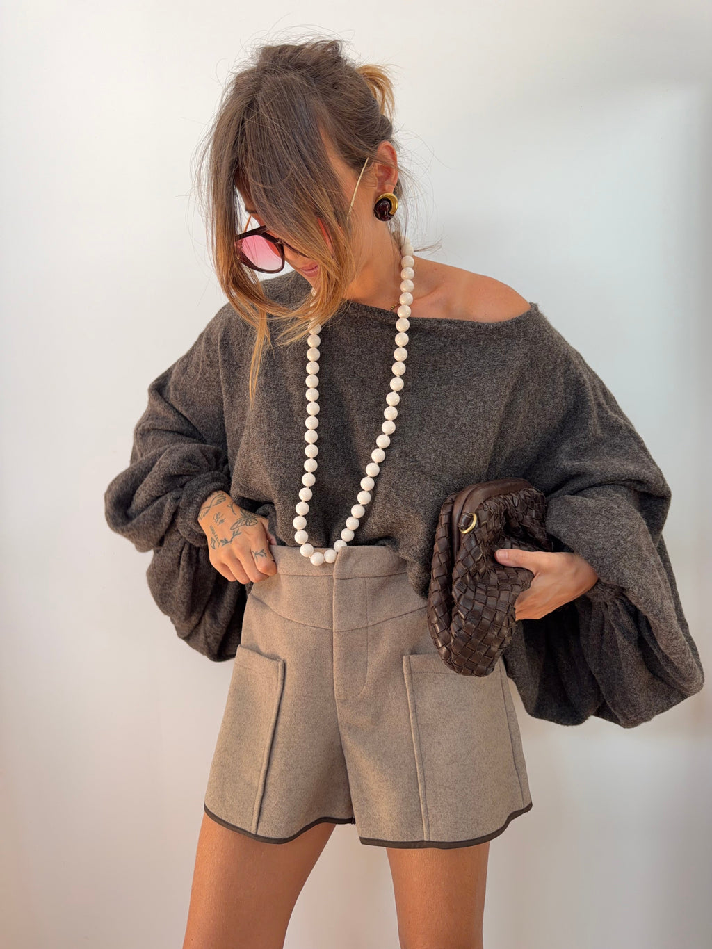 Short en flanelle - beige
