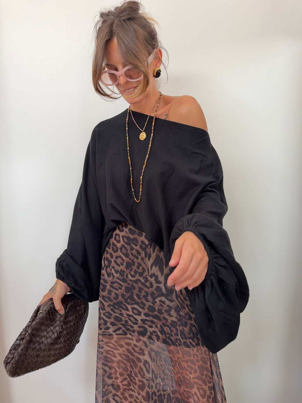Pull manches bouffantes - noir