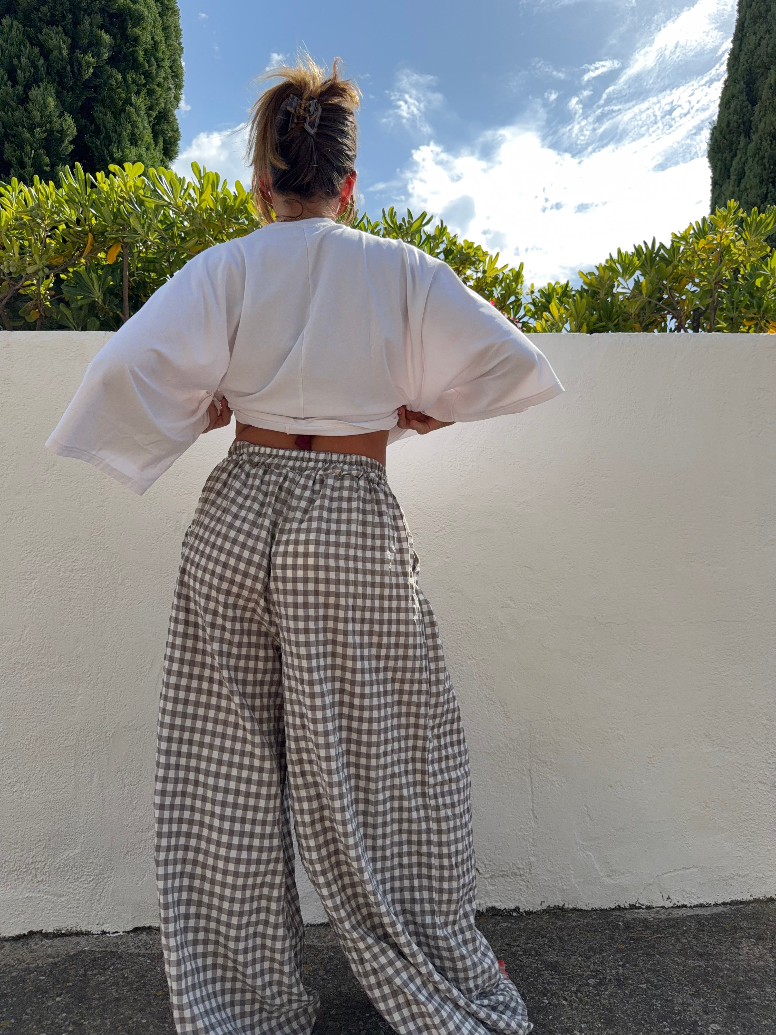 Pantalon à carreaux - taupe